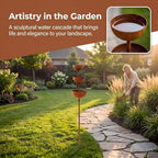 Water Barrels Rain Catcher from Gutter - Metal Flower Garden Stakes Bird Bath, 3-Tier Butterfly Feeder and Bird Water Bowl, Faux Rust Iron Garden Accessories Outdoor for Butterfly Garden Decor (3) - Image 5