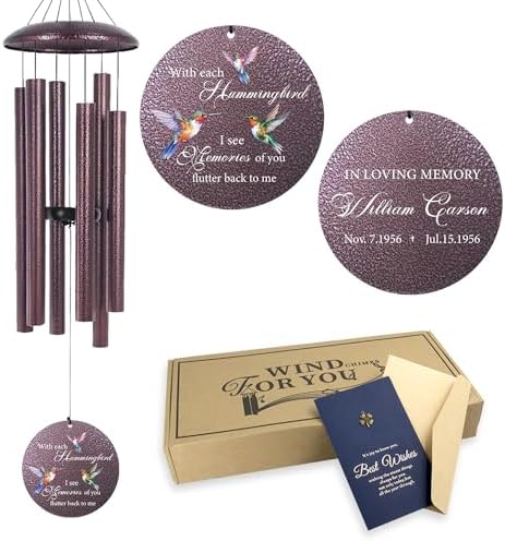 ASTARIN Personalized Memorial Wind Chime for Loss of Loved One 30/36/45 inch, Sympathy Deep Tone Wind Chimes for Mom Dad/Mother Father, Remembrance Gifts for Grief Condolence Funeral by Astarin