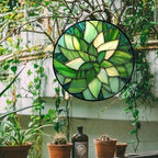 Green Leaf Flower Stained Glass Window Hanging Suncatcher Gift for Mom 9.8" - Image 5