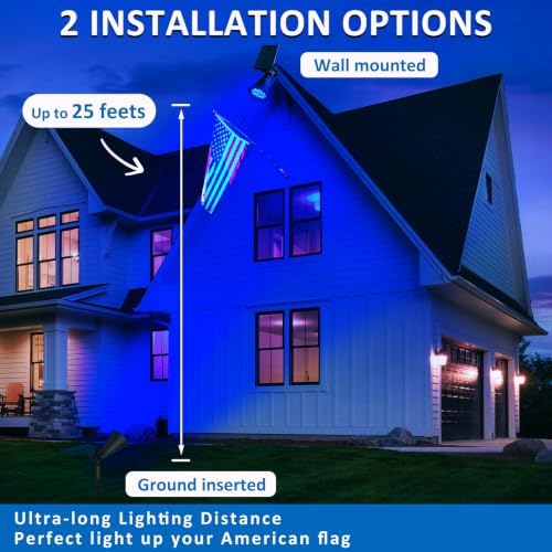 T-SUNUS Blue Solar Landscape Spotlights Outdoor 2 Pack IP65 Waterproof Flag - Image 4