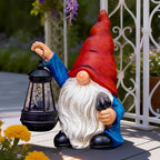 Garden Gnomes Statues Outdoor Decor with Shovel Solar Gnome with Lantern LED Lights,Terrace Xmas Courtyard Lawn Patio Porch Decoration Birthday Christmas Housewarming Gift for Mom Women - Image 3