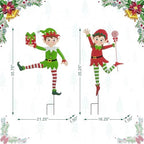 Glitzhome Set of 2 Metal Dancing Elf Yard Sign with Stake, 35.75" H Christmas Decorative Wall Hanging Decoration for Garden Home Lawn Pathway Walkway - Image 3