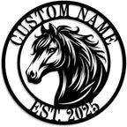 Personalized Horse Ranch Metal Sign, Custom Horse Wall Decor with Name, Western Rustic Metal Horse Wall Art for Farmhouse, Barn, Stable, Cowboy，Gifts for Horse Lovers & Ranch Enthusiasts by HZDSMSIGN