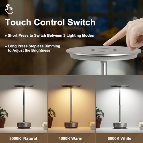 1 Pack Cordless Table Lamps Rechargeable, 5000mAh LED Table Light - Image 2