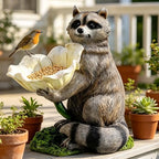 Raccoon Garden Decor Funny Statue Bird Feeder Decorations Outdoor Sculpture - Image 3