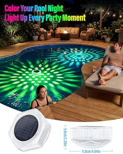 BUCASA Solar Floating Pool Lights with Remote, IP68 Waterproof, 4 Pack - Image 2