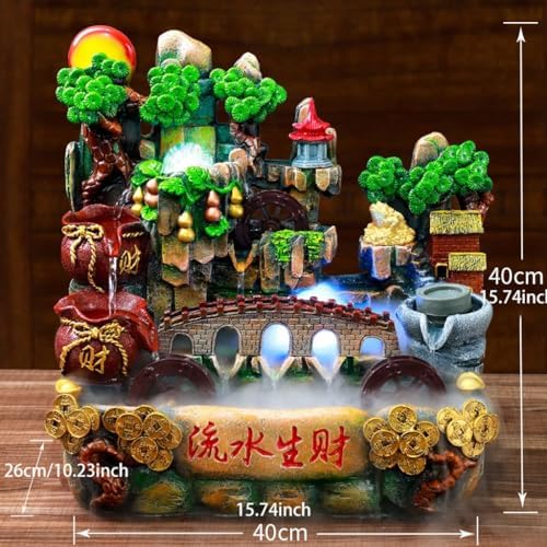 Waterfall Table Fountain Resin Rockery Fountains Flowing Alpine Flowing Water Ornaments Decorative Lucky Table Water Fountain - Image 2