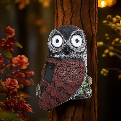 Owl Tree Hugger Figurine Solar-Powered Owl Decor Garden Statue for Patio Yard Balcony Housewarming Gifts for Mom Women Grandma - Image 6