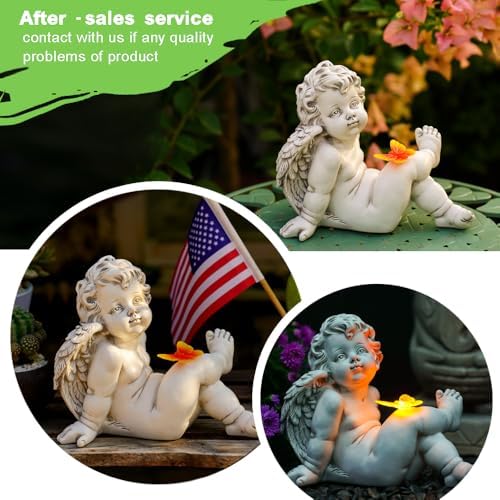 Solar Angel Outdoor Garden Decor Statues Ches Solar Outdoor Sculptures for Outside Yard Art Patio Balcony Front Lawn Ornaments Gifts for Mom Grandma Women - Image 6