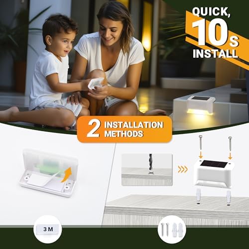 PATIOWIN Solar Deck Lights, Solar Step Lights Waterproof, Warm White, 12 Pack - Image 5