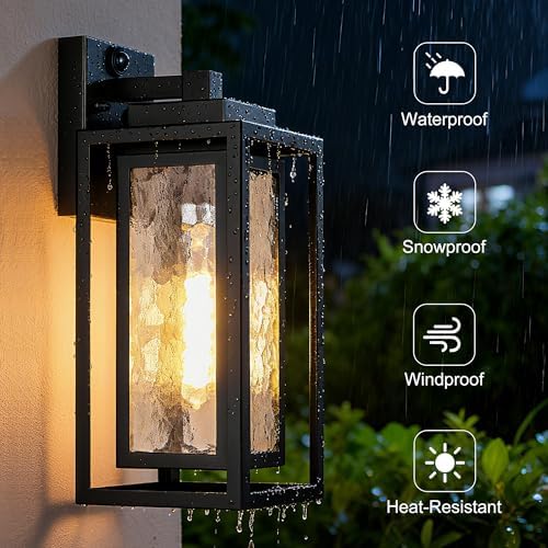 15.78'' Motion Sensor Water Ripple Porch Light,Outdoor Wall Sconce Light - Image 4