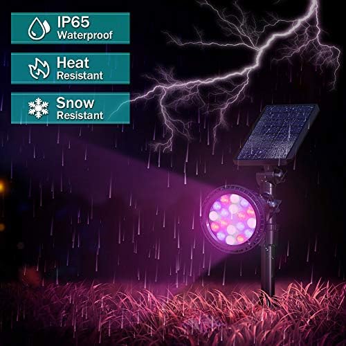 Solar Outdoor Lights, 9 Modes Color Changing 18 LED Halloween Solar Spot Lights Outdoor Waterproof Spotlight Landscape Light Solar Powered for Garden Yard Tree Flag Patio Christmas(2 Pack) - Image 5