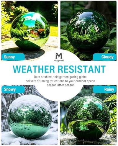12 Inch Stainless Steel Gazing Ball, Garden Gazing Globe Mirror Ball, Polished Shiny Sphere for Garden Yard Outdoor, Swimming Pool Decoration (Green) - Image 4