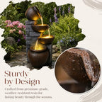 4-Tier Cascading Pot Outdoor Fountain with LED Lights - Image 4