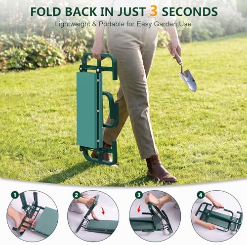 AUROPEAK Garden Kneeler and Seat, 7-Level Adjustable Stool with Handles - Image 7