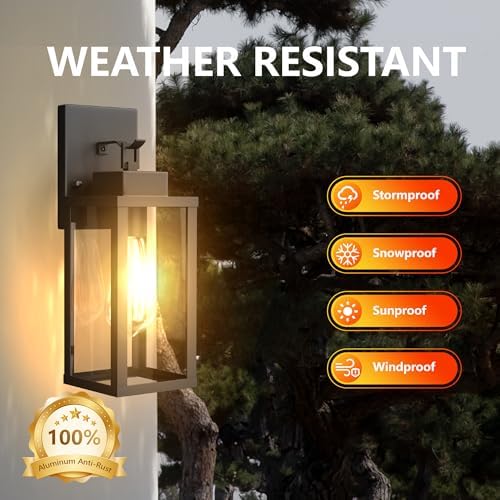 Outdoor Wall Light Fixtures Anti-Rust Porch Lights Outdoor Waterproof Exterior Lighting Fixtures Wall Lantern for Patio Front Door Garage - 2 Pack - Image 2