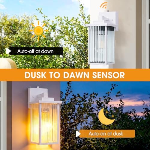 13" White Dusk to Dawn Outdoor Light, Exterior Light Fixture - Image 5