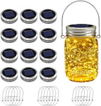 12 Pack Solar Mason Jar Lights for Outside, 30 LED Solar Mason Jar Lids Fairy Lights with 12 Hangers(No Jars) Outdoor Waterproof for DIY Patio Garden Yard Lawn Party Wedding Decoration Warm White by VOOKRY