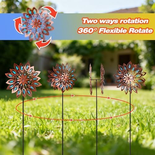 Wind Spinners for Outdoor Yard Decor, 360 Degrees Swivel Large Outdoor Metal Wind Spinner, 76" Wind Sculptures Garden Decor for Patio Lawn Yard - Image 3