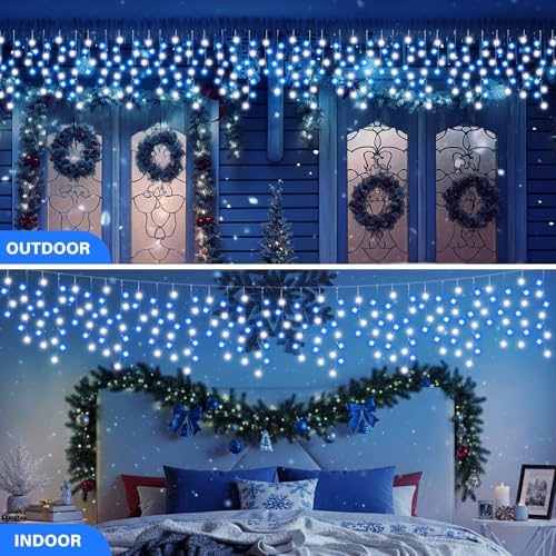 Retisee 65ft Blue White Solar Icicle Christmas Light for Outdoor Decoration - Image 4