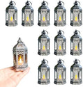 LLQ 12Pcs Mini Silver Lantern with LED Tea Light, Vintage Hanging Moroccan Small Lanterns Decorative, Battery Included, for Ramadan, Wedding, Halloween, Christmas, Diwali Table Centerpiece by LLQ-LuckLifeQuality