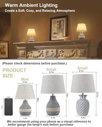 UMEXUS 10" Small Ceramic Cordless Table Lamp, Rechargeable Battery, Coastal - Image 3