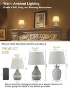 UMEXUS 10" Small Ceramic Cordless Table Lamp, Rechargeable Battery, Coastal - Image 3
