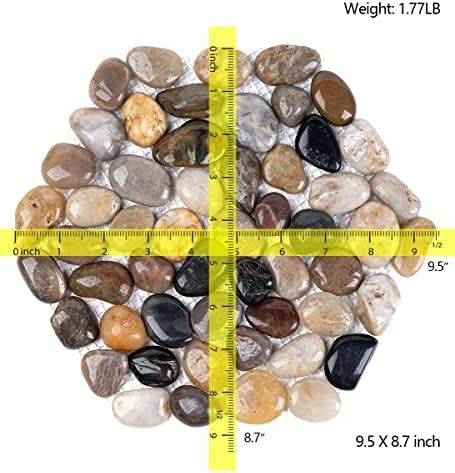 6 PCS Natural River Rock Stepping Stones for Garden Walkway - 9.5'' Hexagon Pebble Mats with Non-Slip Mesh Backing - Decorative Outdoor Stone Pavers for Patio, Lawn, Backyard Path & Landscaping Decor - Image 2
