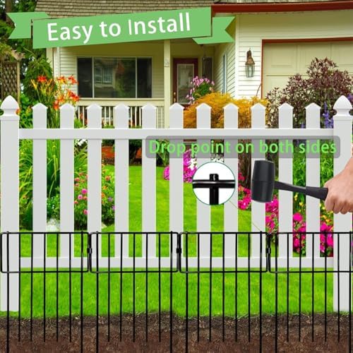 Thrivinest 30 Pack Animal Barrier Fence, No Dig Fence Decorative Fences, Rustproof Metal Small Garden Fence Border for Dogs Rabbits (Black, 30 Pack,30Ft) - Image 6