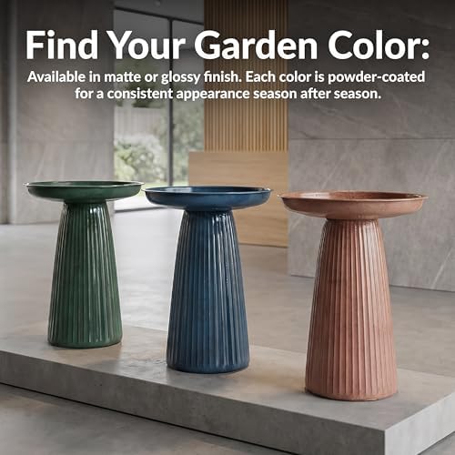 Sunnydaze Gleeful Garden 23" Tall Metal Modern Bird Bath for Outside - Image 5