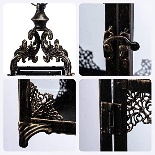 NEEDOMO Lanterns Decorative Indoor Hanging Lantern Outdoor, Vintage Metal Tabletop Decor Lantern for Patio Rustic Home, Candle Holders with Clear Glass, Home Kitchen Coffee Table Livinig Room Decor - Image 4
