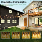 Outdoor String Lights 400FT(4x100) Patio Lights with 212 (12 Spare) Shatterproof Bulbs, String Lights for outside Waterproof hanging for Party,Wedding,Yard, Porch, Bistro, 2200K, Black cord - Image 2