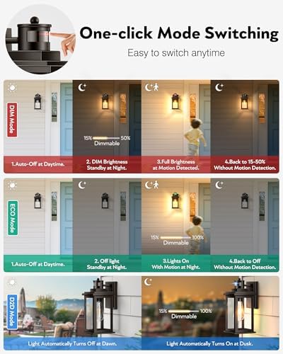 VIANIS 2 Pack Outdoor Lights for House, Brown Dusk to Dawn Motion Sensor Outdoor Light, Oil Rubbed Bronze Porch Lights Outdoor Lantern for Garden, Garage, Doorway, Aluminum,Hardwired, Non-Solar - Image 2