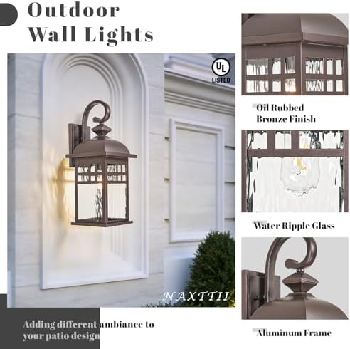 2-Pack Outdoor Wall Lights Fixtures ORB Finish Porch Lights Outdoor - Image 3