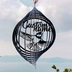 Personalized Goldfinch Metal Wind Spinner, Custom Bird Hanging Yard Art, Nature Inspired Outdoor Decor (Goldfinch Garden Wind Spinner) by Linktee
