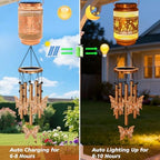 2 Pack Butterfly Solar Wind Chimes for Outside, Gifts for Mom Women Grandma Birthday Memorial Teacher, 32" Windchimes Outdoor Decor Hanging Solar Lantern for Garden Porch Patio Backyard - Image 3