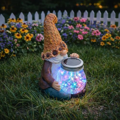 Lyeasw Solar Gnome Decor with Honeycomb Lantern, Outdoor Garden Decor by Lyeasw