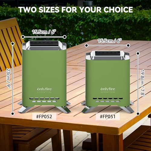 2-in-1 Wood Burning Fire Pit with Pot Rack, 7.8" Tabletop Fireplace, Green - Image 2