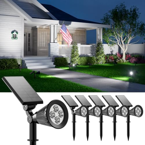 FALOVE 6 Pack Solar Spot Lights Outdoor Cool White LED Waterproof Landscape by FALOVE
