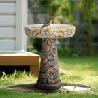 24" H Outdoor Concrete Bird Bath - 24" H * 18.8" Φ Mosaic Stone Design BirdBath Perfect for Adding Interest to Garden, Patio, Backyard, Porch and Deck - Image 4