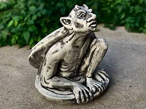 Large gothic gremlin Gargoyle figure outdoor Concrete antique decoration Sitting gargoyle statue French grotesque garden ornament Cast stone Guardian Gargoyle Statue Concrete Gargoyle Winged Creature - Image 6