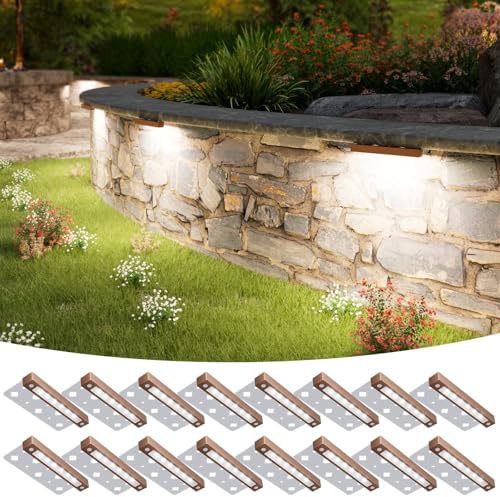 VOLISUN 7 Inch Retaining Wall Lights, 5000K Hardscape Lighting, 16 Pack by VOLISUN
