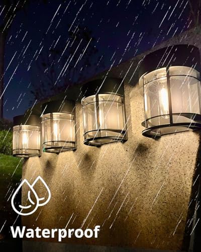 Solar Fence Lights Outdoor, 8 Pack Waterproof Solar Lights Outdoor, Outdoor Solar Light Fence Light for Garden Fence Post Step Stair Backyard - Image 6