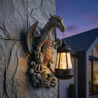 10" Dragon Solar Lantern Outdoor Garden Statue - Resin Tree Hugger Decor Figurine, Fantasy Yard Art with Solar Light for Patio Lawn Porch, Unique Medieval Whimsical Gift for Dragon Lovers - Image 3