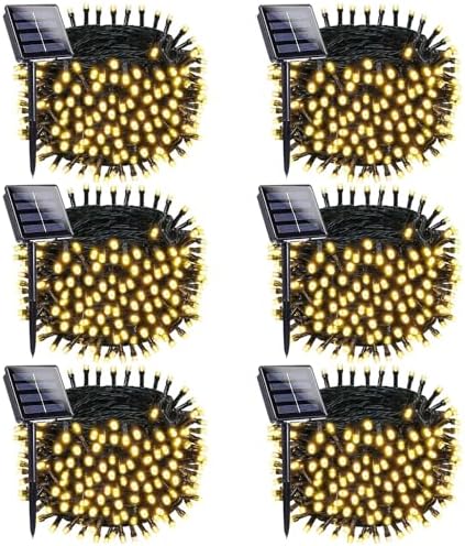 OZS 6 Pack 480 LED Solar String Lights Outdoor Waterproof, Warm White by OZS