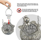 Westcharm Antique Silver Oriental Moroccan Ramadan Lantern Metal Hanging Pendant Light Candle Lantern Lamp Decorative Decor Indoor Outdoor - Small - Image 6