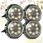 Homoyoyo 4pcs LED Solar Garden Ground Lights Outdoor Disc Solar-Powered Lawn Lamps Warm White Landscape Lighting for Patio Walkway Yard Decor - Image 2