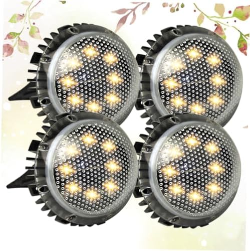 Homoyoyo 4pcs LED Solar Garden Ground Lights Outdoor Disc Solar-Powered Lawn Lamps Warm White Landscape Lighting for Patio Walkway Yard Decor - Image 2
