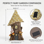 Topadorn Solar Fairy House Garden Statue, 12" Resin Cottage with LED Light - Image 5