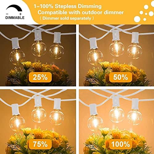 SUNTHIN 97FT White Outdoor String Lights with 49 G40 LED Bulbs (1 Spare) - Image 5